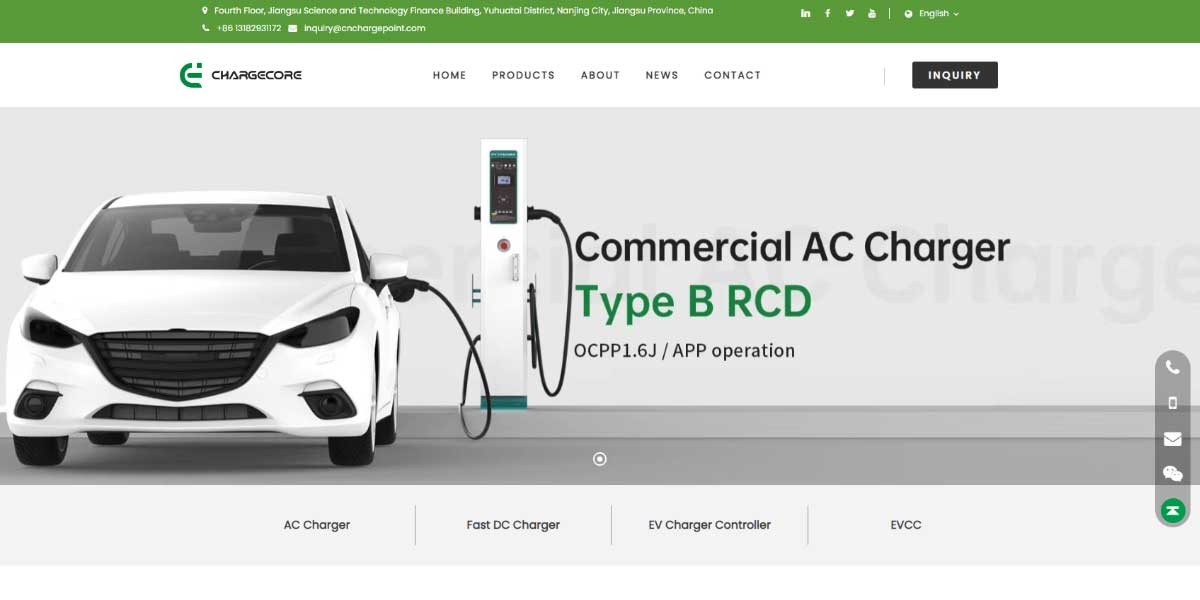 EV MANUFACTURER SITE Chargecore