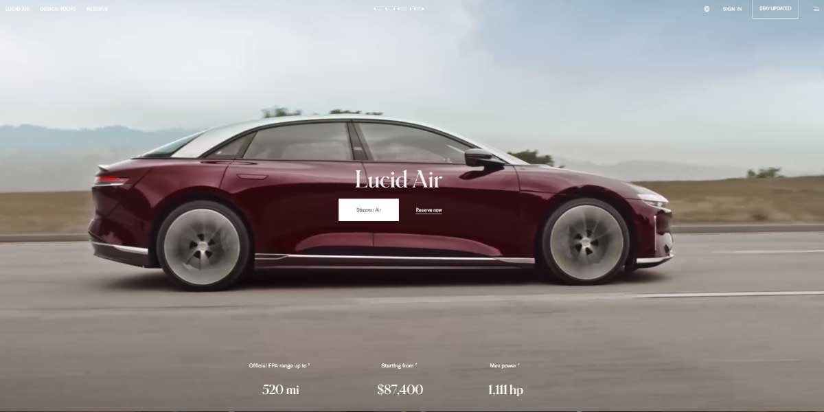 EV MANUFACTURER SITE Lucid Motors